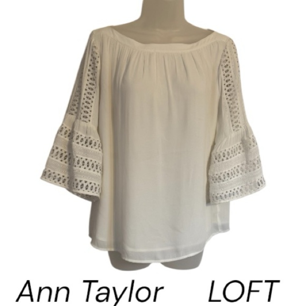 LOFT Crochet Bell-Sleeve Spring/Summer Blouse MESIUM #G - Picture 1 of 8